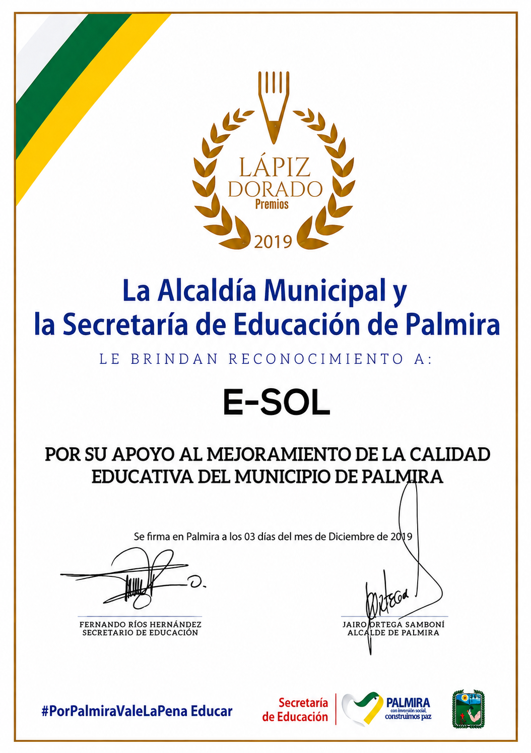 Lápiz Dorado Palmira