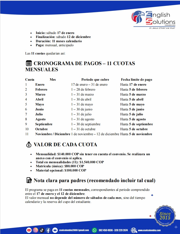 Cronograma de pagos
